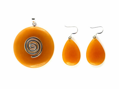 Parure en argent en aventurine orange