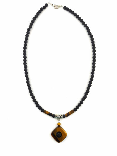 Collier en lave et oeil de tigre