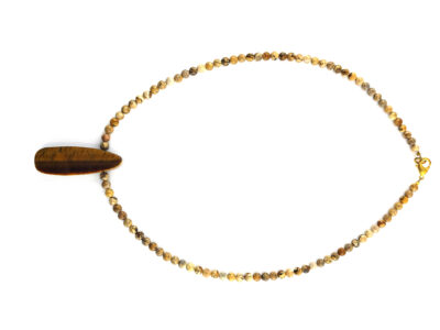 Collier en jaspe paysage et oeil de tigre