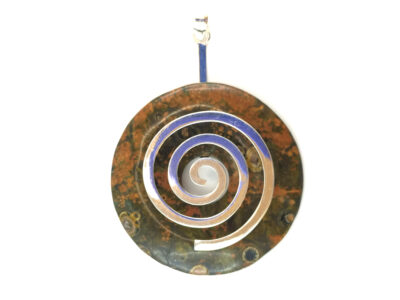 Pendentif "spirale" en argent 925 et donut en rhyolite