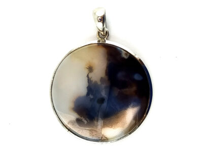 Pendentif rond en agate et argent 925