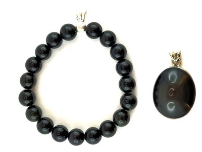Parure en obsidienne oeil céleste