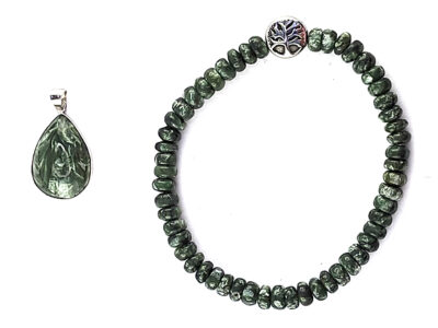 Pendentif et bracelet en séraphinite