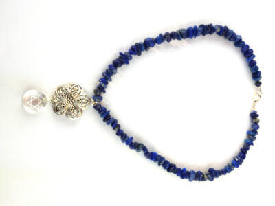 Collier fantaisie en lapis lazuli et cristal de roche
