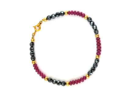 Bracelet en hématite et rubis