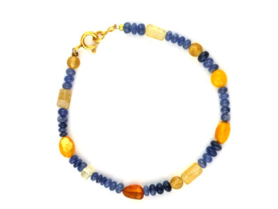 Bracelet en ambre et saphirs