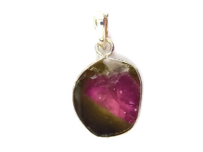 Pendentif en tourmaline melon d'eau et argent 925