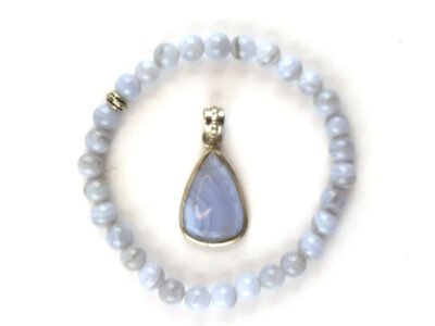 Parure en calcédoine et argent 925
