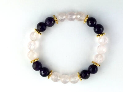 Bracelet en quartz rose et améthyste