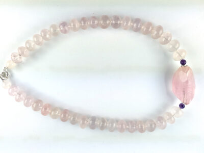 Collier en quartz rose et argent 925