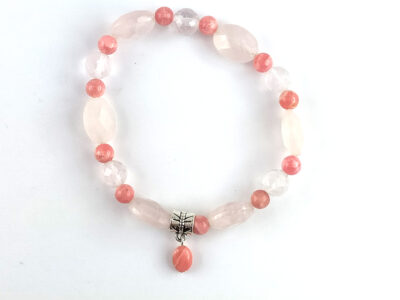 Bracelet quartz rose et rhodochrosite