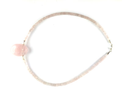 Parure en quartz rose, collier et bracelet