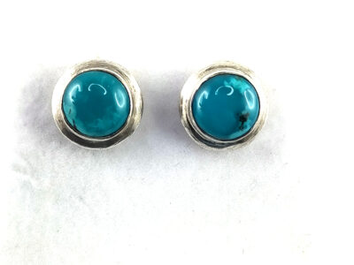 Puces d'oreilles en turquoise et argent 925